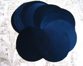 30 pcs 3 inches Hand cut Fabric Circles -  Navy - Silk Satin