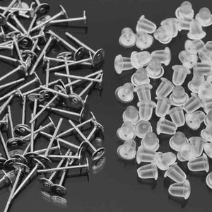 1000 pcs Silver Plated Earring Posts with Rubber Earring Nuts (500 pairs)