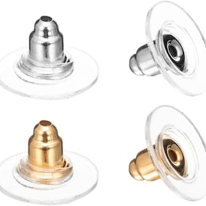 Hypoallergenic Bullet Clutch Earring Backs with Pad, Silver or Gold Tone - Disc Comfort Bullet Clutch for sleeping, Parkinsons Patience