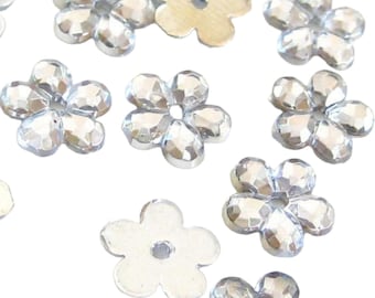 200 pcs Crystal Clear Floral Sew on Flatback Rhinestones - 1 hole