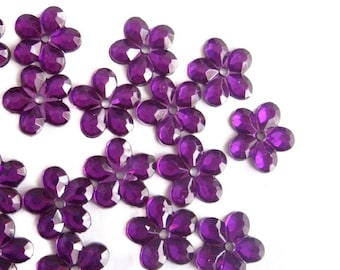 200 pcs Purple Floral Sew on Flatback Rhinestones - 1 hole