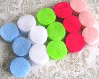 150 pcs 1.5" Felt Circles - Blue, White, Green, Baby Pink and Hot Pink