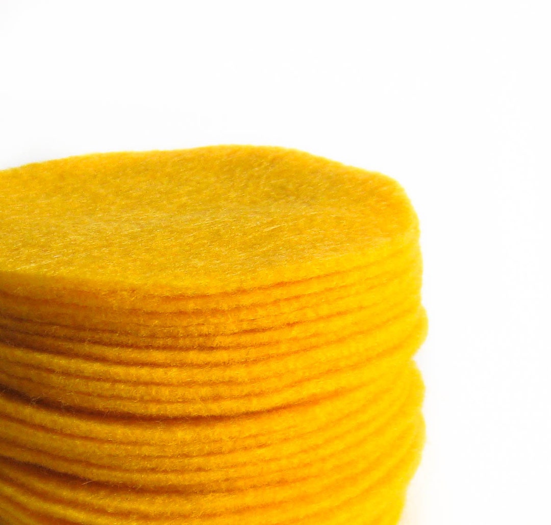 30 Pcs 3 Marigold Yellow Felt Circles Etsy