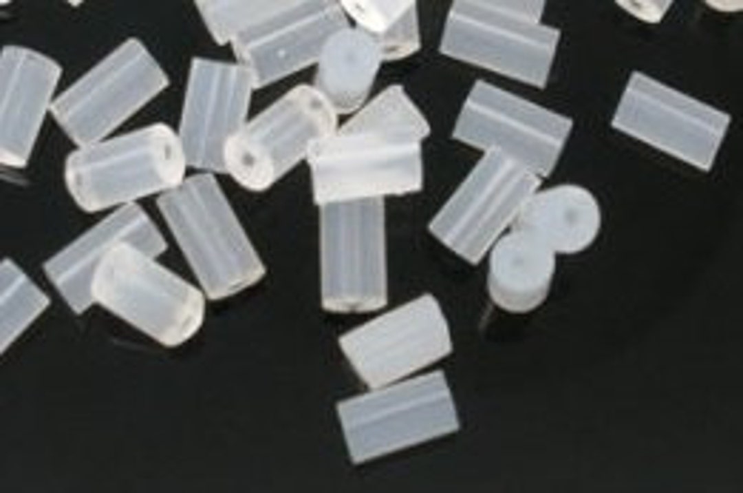 100 Soft Clear Rubber Tube Earring Backs Stoppers 4x2mm