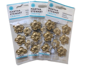 Martha Stewart Antique Brass Plated Flower Embellishments - 8-Pack