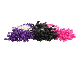 Black Hot Pink Purple Millinery Flower Stamens - Perfect Touch for Halloween Theme Arrangement