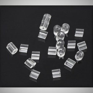 Bulk 100pk (50 pair) Round Tube Rubber Earring Back Stoppers 3x3mm  Translucent