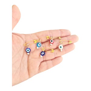 Imperdibles de seguridad contra el mal de ojo (3 a 50 unidades) - Cuentas azules de protección para invitaciones de boda, artículos para baby shower y envoltura de regalos