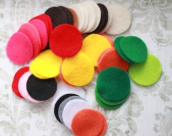 100 pcs 1.5" Felt Circles - More than 15 Colors for Brooch, necklace, hair clips, ponytail holders back