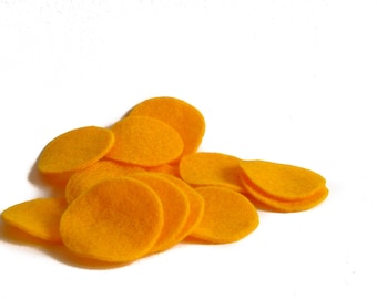 30 pcs, 1.5" Marigold Golden Yellow-Orange Felt Circles