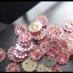 200 pcs Pink Floral Sew on Rhinestones - 2 Holes