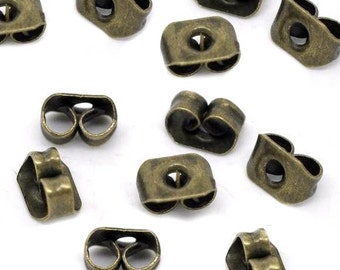 25 pairs Antique Bronze Tone Ear Nut Clutch Earring Post Backs
