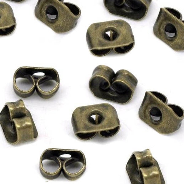25 pairs Antique Bronze Tone Ear Nut Clutch Earring Post Backs