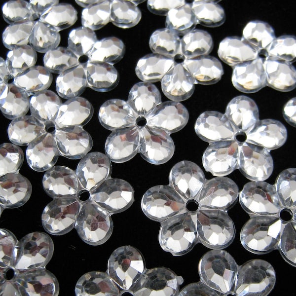 200 pcs Clear Floral Sew on Rhinestones - 1 hole