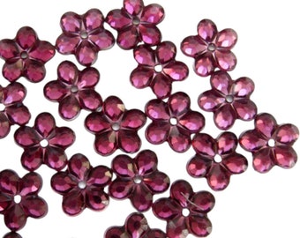 200 pcs Eggplant Floral Sew on Flatback Rhinestones  - 1 hole