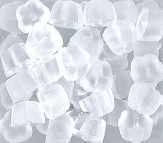 25-500 pairs BULK Clear Rubber Flower Earring Backs, Hypoallergenic Plastic Rubber Replacement, Safety Pad Stopper Nuts, Wholesale Silicone