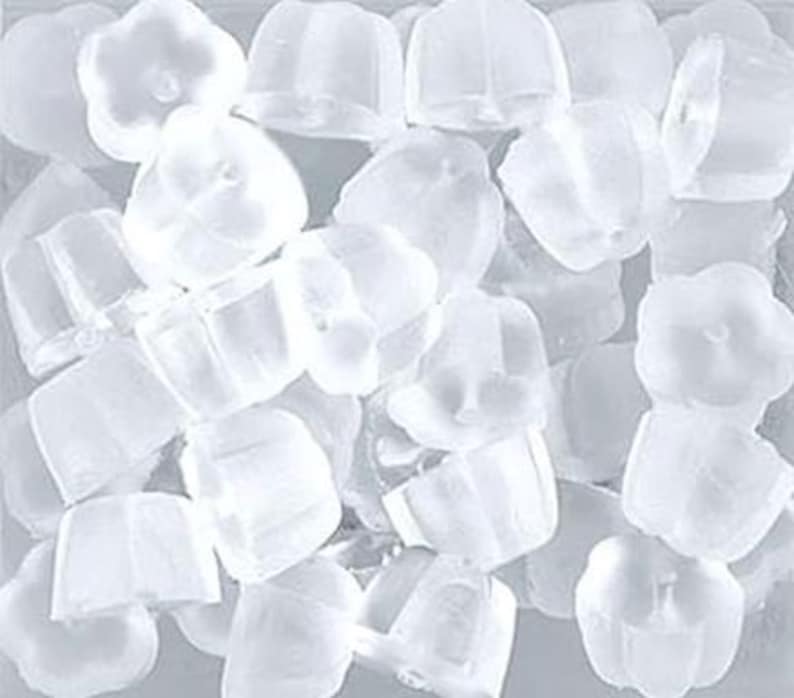 25-500 pairs BULK Clear Rubber Flower Earring Backs, Hypoallergenic Plastic Rubber Replacement, Safety Pad Stopper Nuts, Wholesale Silicone image 1