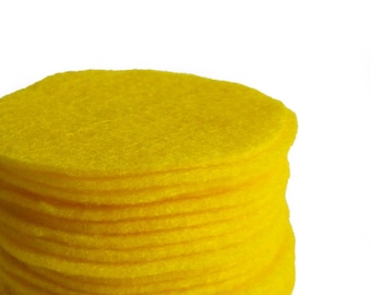 30 pcs, Yellow Felt Circles 1" to 8"