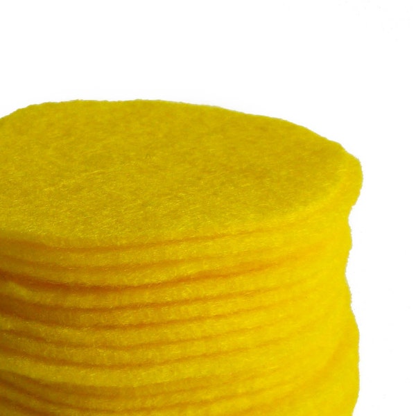 30 pcs, Yellow Felt Circles 1" to 8"