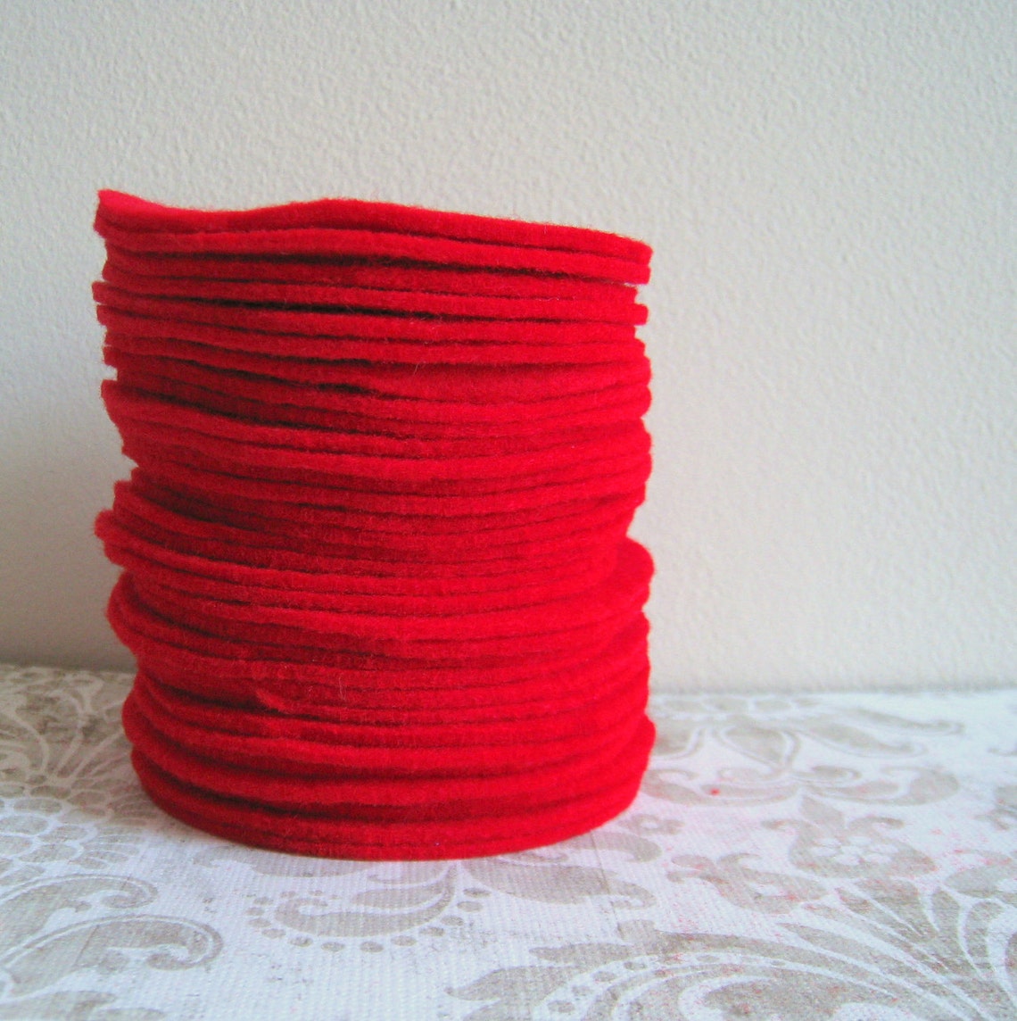 30 Pcs 3 Hand Cut Fabric Circles Red Felt Etsy