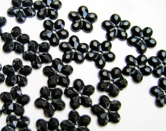 200 pcs Black Floral Sew on Flatback Rhinestones - 1 hole