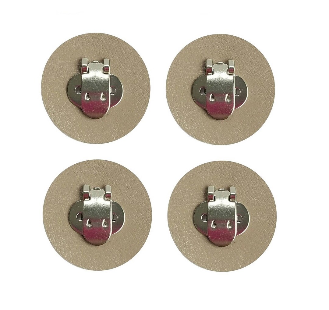 2 Pairs Blank Shoe Clips With Tan Leather Pad to Make DIY Shoe