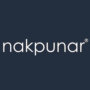 May include: The word nakpunar is written in a clean, white, sans-serif font centered against a solid dark navy blue background. A small registered trademark symbol is positioned to the upper right of the final letter in the brand name.