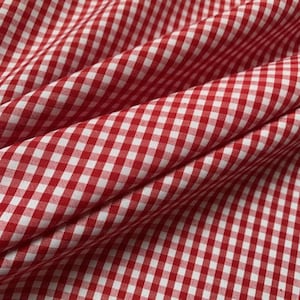 Tela de cuadros vichy blancos y rojos: tela de mezcla de algodón y poliéster hecha en casa cortada a medida o por pedido anticipado: cuadrados de 1/8", rojo intenso, estilo rústico, textiles para el hogar hechos a mano