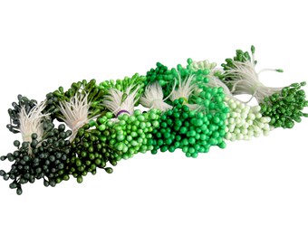 Choose Green Millinery Flower Stamens - Hunter Green, Olive Green, Apple Green, Kelly Green, Bright Green, Pear Green Green Glitter