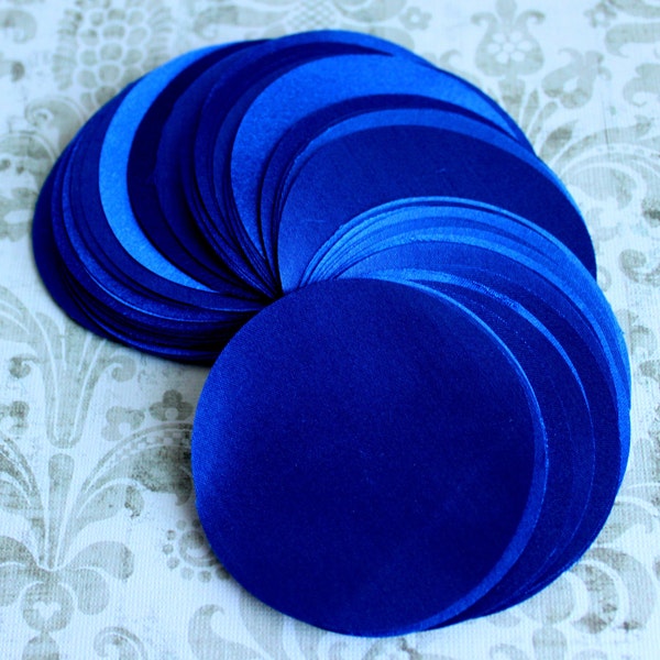 30 pcs 3 inches Hand cut Fabric Circles -  Royal Blue - Bridal Satin
