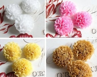 Lot of 6, Organza Pompom Appliques - 13 COLORS
