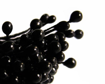 Black Millinery Flower Stamens with Black Thread