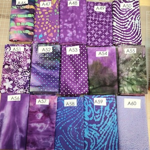 Indonesian Batik Fat Quarter - 18"x21" Handmade Premium Cotton Fabric - Tight Weave FQ - Assorted Coordinated Prints - Individual FQ's (#A)