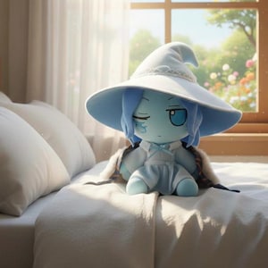 Fumo Ranni Plüschpuppe, inspiriert von der Schneehexe, weiches Plüschtier mit abnehmbarem Hut und Umhang, Zaubererfigur, Geschenk für Fans zum Geburtstag oder zu Weihnachten