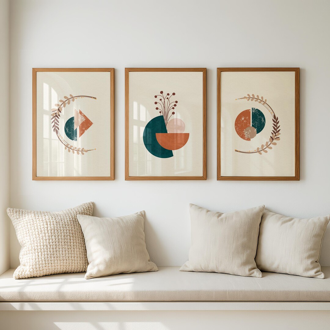 Boho Botanical Wall Art Set | Mid Century Modern Prints (digital ...
