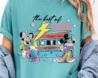 Camiseta de Mickey de 1986, camiseta de 40 años de Disneyland, camiseta vintage de Mickey y sus amigos de 1986, camiseta de Disney para el 40.º cumpleaños de 1986