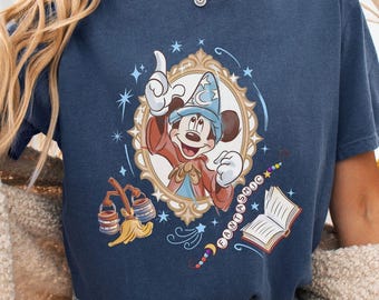 Camiseta Comfort Colors® Disney Mickey Wizard, Camiseta para amantes de Mickey, Camiseta mágica, Camiseta vintage de mago, Camiseta retro de Mickey, Camiseta Disney Mickey