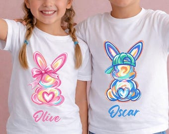 Camiseta personalizada de Pascua 2026 para niños, camiseta personalizada de conejito, camiseta de Pascua para niños, camiseta de conejito linda, camiseta de Pascua para niños pequeños, camiseta con nombre de conejito de Pascua para niños