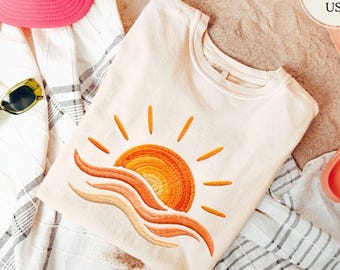 Comfort Colors® Sunset Beach Shirt, Coastal Summer T-Shirt, Sunset Shirt, Beach Vacation Tee, Summer Graphic Tee, Summer Vacation Shirt