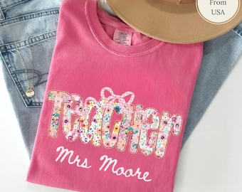 Custom Teacher Shirt Comfort Colors®, Personalized Teacher Gift, Teacher Name Shirt, Teacher Team Shirt, Cute Gift for Teacher Appreciation