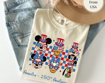 Mickey and Friends 4th July 2026 Shirt, Disney Independence Day Tee, Comfort Colors Disneyland Shirt, Patriotic Mickey Family Tshirt
