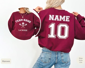 Custom Lacrosse Hoodie, Personalized Varsity Team Sweatshirt, Name and Number Mom Gift, Custom Lacrosse Player Hoodie, Senior Night Gift
