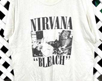 Vintage 1990s Nirvana - Bleach Sub Pop Kurt Cobain Grunge Tee Oneita Tag Tshirt / Large / Double side