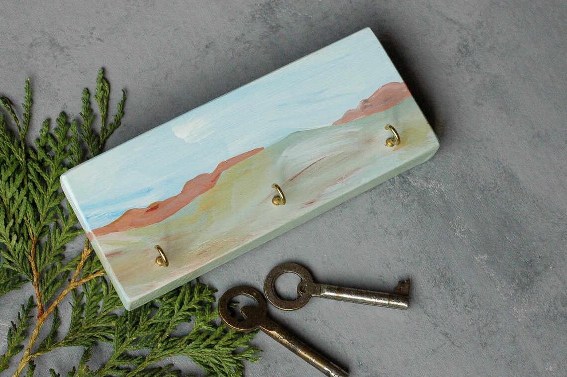 Small Key Holder for Wall Decorative Key Rack Abstract Etsy