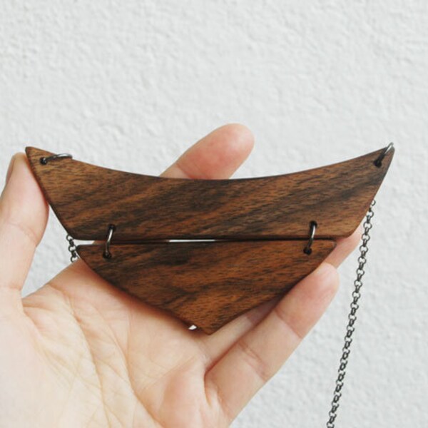 Natural Wood Necklace Simple Walnut Wood Pendant Minimalist Necklace Brown