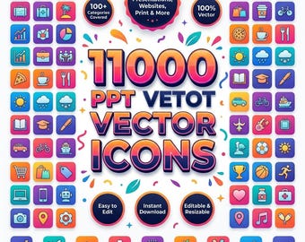 11000+ PPT Vector Icons Bundle | Editable Presentation Design Elements (Digital Download)