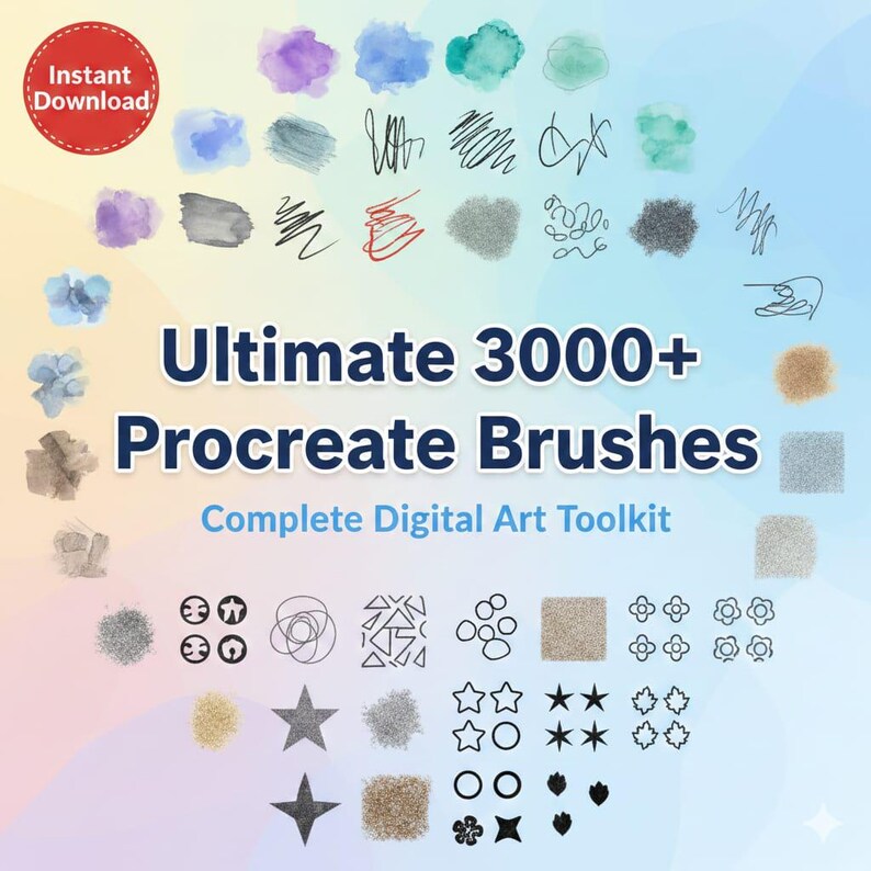 3000+ Procreate Brushes Mega Bundle – Tattoo, Texture, Watercolor ...