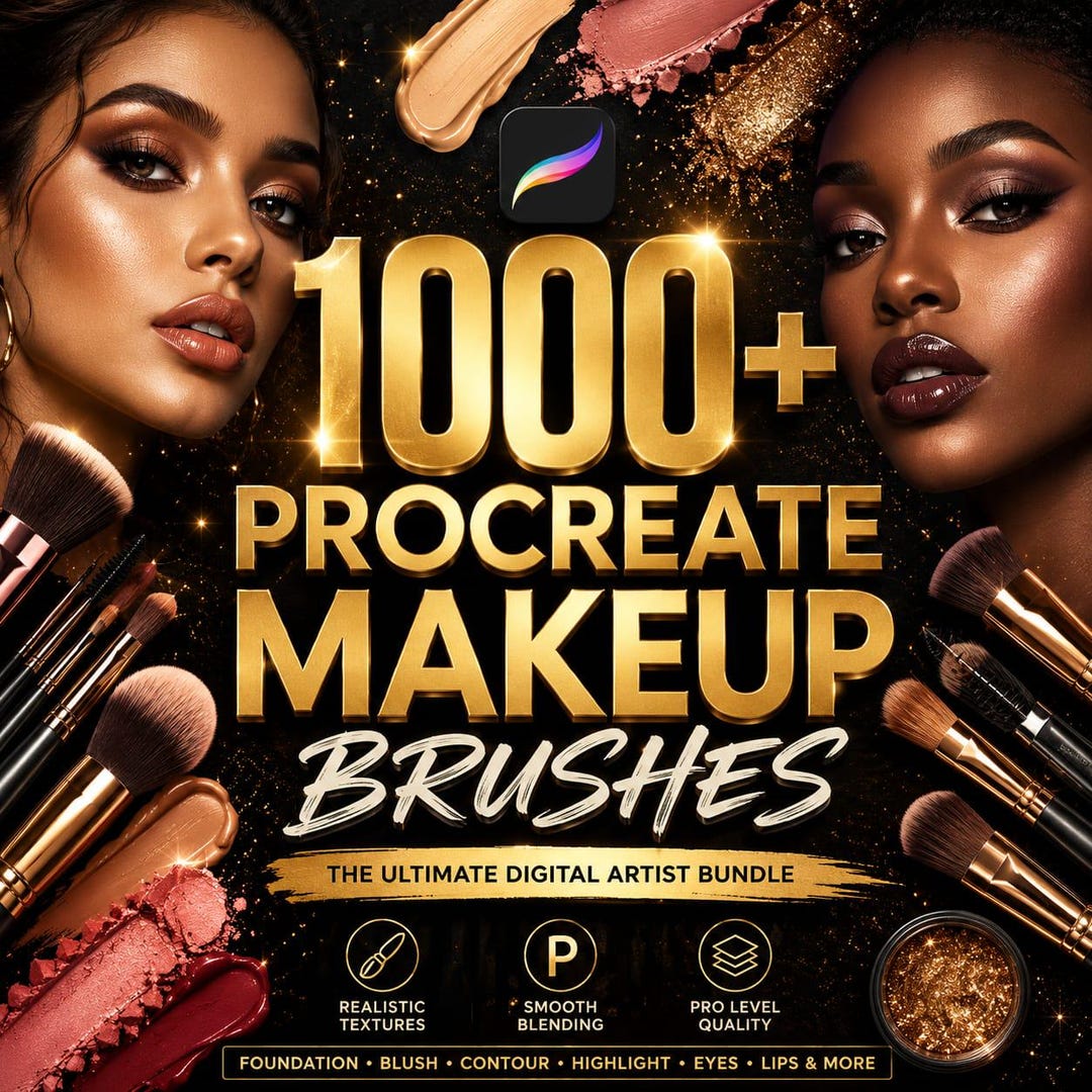 1000+ Procreate Face Makeup Brush Set | Portrait, Eye, Lip Nose Face ...
