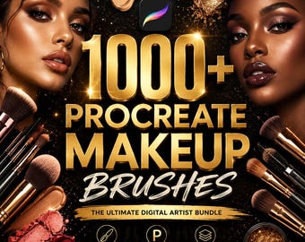 1000+ Procreate Face Makeup Brush Set | Portrait, Eye, Lip nose Face Digital Instant Download