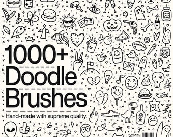 1000+ Doodle Photoshop Brushes, Hand Drawn Sketch Pack (Digital Download)